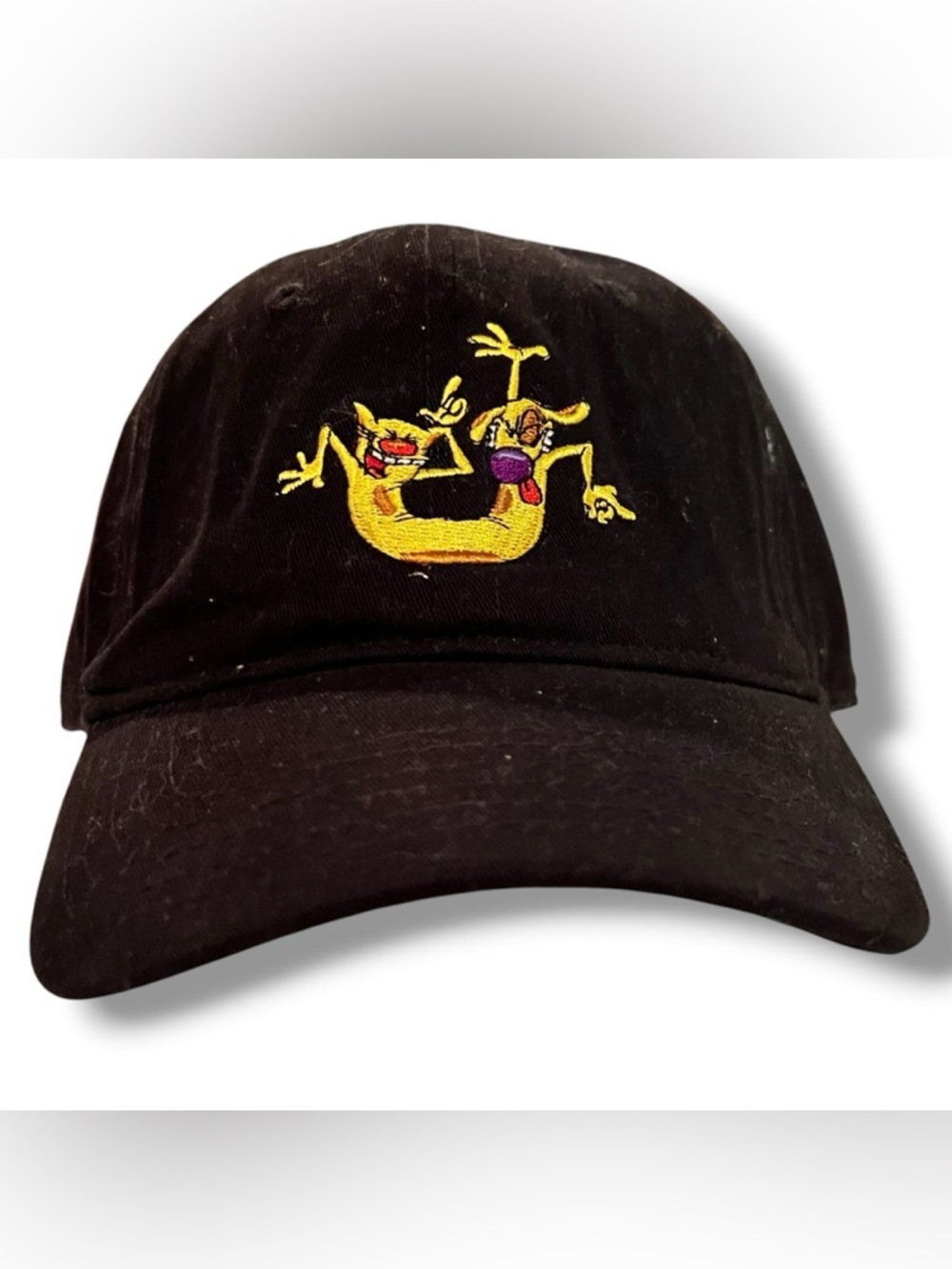 RARE - NEW Nickelodeon CatDog Embroidered Dad Cap Strap back Black Viacom C-4
